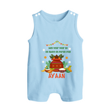 As Sweet as Puran Poli – Personalized Ugadi Baby Romper Suit - BABY BLUE - 0 - 5 Months Old (Chest 18")