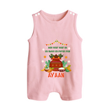 As Sweet as Puran Poli – Personalized Ugadi Baby Romper Suit - BABY PINK - 0 - 5 Months Old (Chest 18")