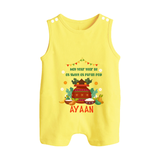 As Sweet as Puran Poli – Personalized Ugadi Baby Romper Suit - PASTEL YELLOW - 0 - 5 Months Old (Chest 18")