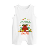 As Sweet as Puran Poli – Personalized Ugadi Baby Romper Suit - WHITE - 0 - 5 Months Old (Chest 18")