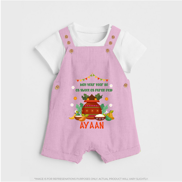 As Sweet as Puran Poli – Personalized Ugadi   Dungaree - BABY PINK - 0 - 5 Months Old (Chest 18")