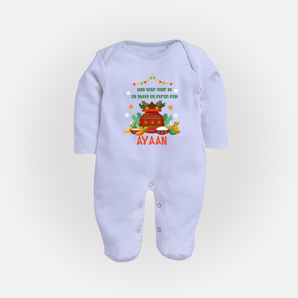 As Sweet as Puran Poli – Personalized Ugadi Baby Fullbody Suit - BABY BLUE - New Born (Chest 7.5")
