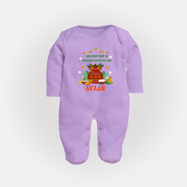 As Sweet as Puran Poli – Personalized Ugadi Baby Fullbody Suit - LILAC - New Born (Chest 7.5")