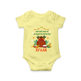 As Sweet as Puran Poli – Personalized Ugadi Baby Romper - PASTEL YELLOW - New Born (Chest 14")