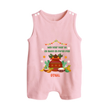  May Your Year Be As Sweet As Puran Poli - Happy Ugadi Themed Customized Romper Suit For Babies With Name - BABY PINK - 0 - 5 Months Old (Chest 18")