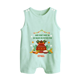  May Your Year Be As Sweet As Puran Poli - Happy Ugadi Themed Customized Romper Suit For Babies With Name - MINT GREEN - 0 - 5 Months Old (Chest 18")