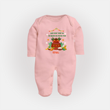  May Your Year Be As Sweet As Puran Poli - Happy Ugadi Themed Customized Sleep Suit For Babies With Name - BABY PINK - New Born (Chest 7.5")