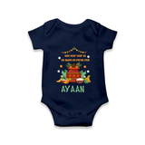 As Sweet as Puran Poli – Personalized Ugadi Baby Romper - NAVY BLUE - New Born (Chest 14")