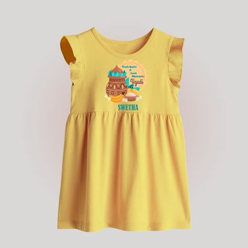 Fresh Starts & Sweet Moments - Happy Ugadi Themed Customized Baby Frock For Babies With Name