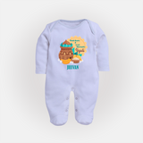  Fresh Starts & Sweet Moments - Happy Ugadi Themed Customized Sleep Suit For Babies With Name - BABY BLUE - New Born (Chest 7.5")