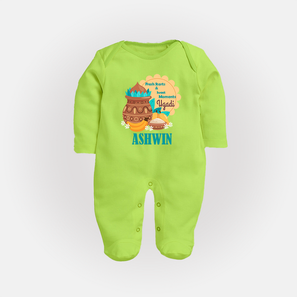 Fresh Starts & Sweet Moments Ugadi Fullbody Suit - LIME GREEN - New Born (Chest 7.5")