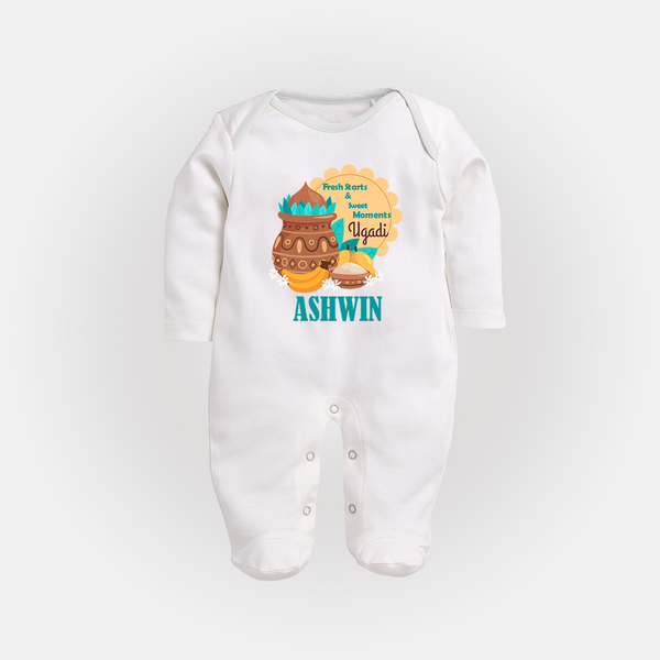 Fresh Starts & Sweet Moments Ugadi Fullbody Suit - WHITE - New Born (Chest 7.5")