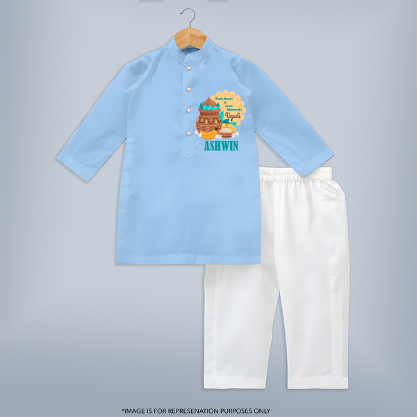 Fresh Starts & Sweet Moments Ugadi Kurta - BABY BLUE - 3 - 6 Months Old (Chest 24", Kurta Length 14'', Waist 19", Pant Length 14")