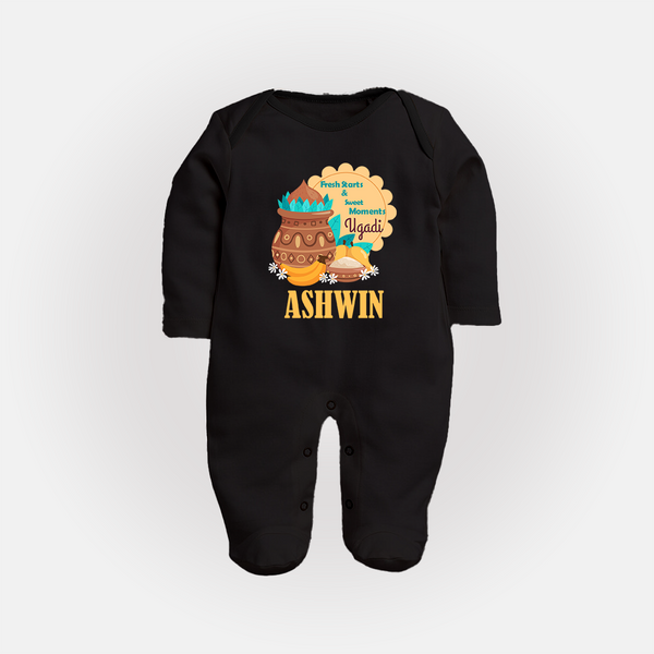 Fresh Starts & Sweet Moments Ugadi Fullbody Suit - BLACK - New Born (Chest 7.5")