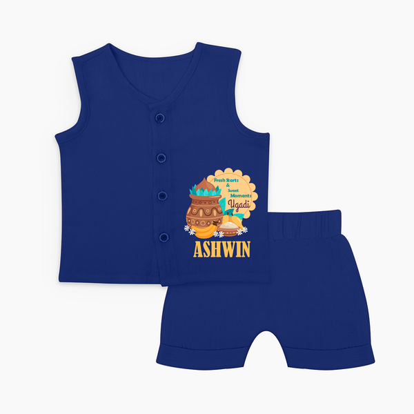 Fresh Starts & Sweet Moments Ugadi Jabla Set - NAVY BLUE - 0 - 3 Months Old (Chest 9.8")