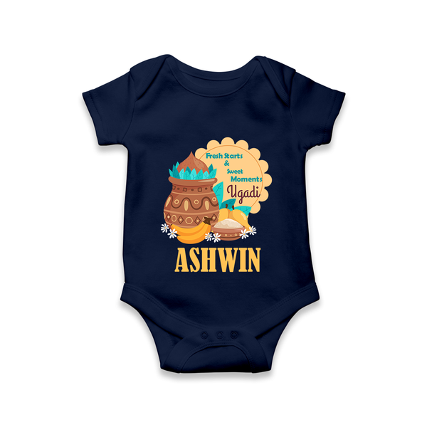 Fresh Starts & Sweet Moments Ugadi Romper - NAVY BLUE - New Born (Chest 14")