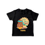  Fresh Starts & Sweet Moments - Happy Ugadi Themed Customized T-Shirt For Kids With Name - BLACK - 0-5 Months Old (Chest 17")