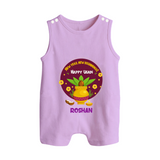  New Year, New Beginnings! - Happy Ugadi Themed Customized Romper Suit For Babies With Name - LILAC - 0 - 5 Months Old (Chest 18")