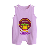 New Year New Beginnings – Happy Ugadi Baby Romper Suit - LILAC - 0 - 5 Months Old (Chest 18")