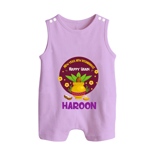 New Year New Beginnings – Happy Ugadi Baby Romper Suit - LILAC - 0 - 5 Months Old (Chest 18")