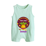  New Year, New Beginnings! - Happy Ugadi Themed Customized Romper Suit For Babies With Name - MINT GREEN - 0 - 5 Months Old (Chest 18")