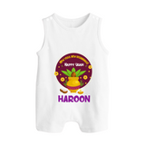 New Year New Beginnings – Happy Ugadi Baby Romper Suit - WHITE - 0 - 5 Months Old (Chest 18")