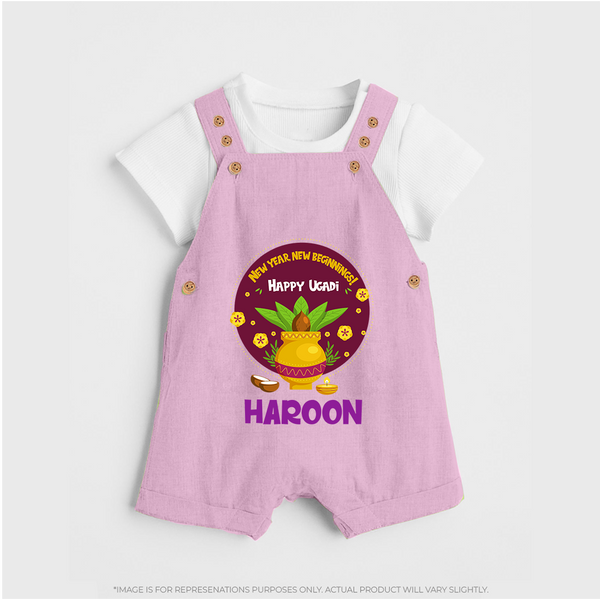 New Year New Beginnings – Happy Ugadi   Dungaree - BABY PINK - 0 - 5 Months Old (Chest 18")