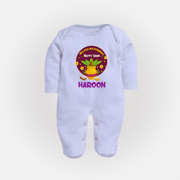 New Year New Beginnings – Happy Ugadi Baby Fullbody Suit - BABY BLUE - New Born (Chest 7.5")