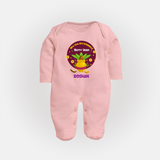  New Year, New Beginnings! - Happy Ugadi Themed Customized Sleep Suit For Babies With Name - BABY PINK - New Born (Chest 7.5")