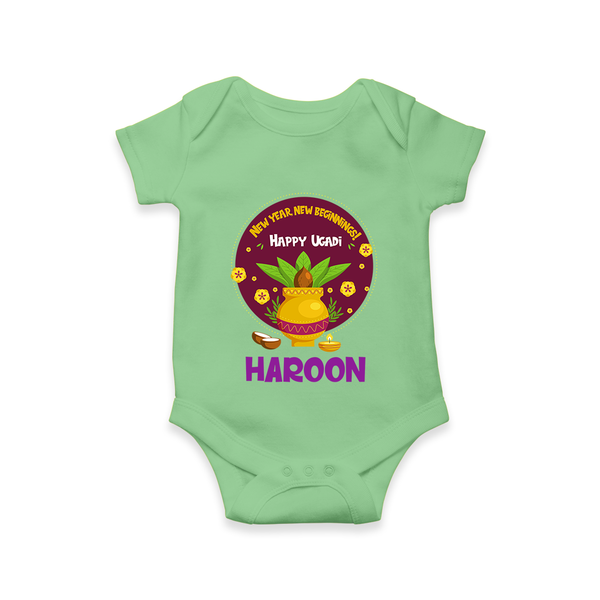 New Year New Beginnings – Happy Ugadi Baby Romper - GREEN - New Born (Chest 14")