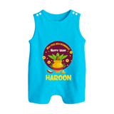 New Year New Beginnings – Happy Ugadi Baby Romper Suit - SKY BLUE - 0 - 5 Months Old (Chest 18")