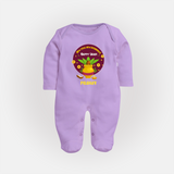  New Year, New Beginnings! - Happy Ugadi Themed Customized Sleep Suit For Babies With Name - LILAC - New Born (Chest 7.5")