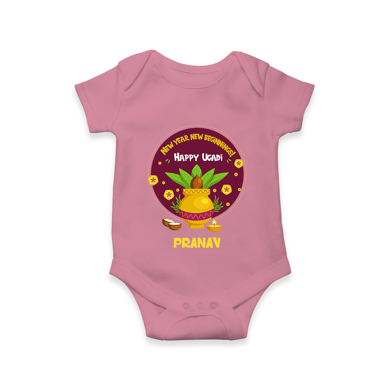  New Year, New Beginnings! - Happy Ugadi Themed Customized Romper For Babies With Name - ONION - 0 - 3 Months Old (Chest 16")