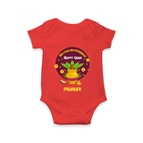  New Year, New Beginnings! - Happy Ugadi Themed Customized Romper For Babies With Name - RED - 0 - 3 Months Old (Chest 16")