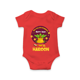 New Year New Beginnings – Happy Ugadi Baby Romper - RED - New Born (Chest 14")