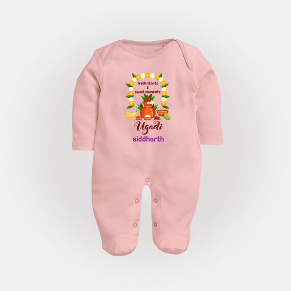 Fresh Starts & Sweet Moments Ugadi Baby Fullbody Suit - BABY PINK - New Born (Chest 7.5")