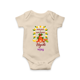  Fresh Starts & Sweet Moments - Ugadi Themed Customized Romper For Babies With Name - IVORY - 0 - 3 Months Old (Chest 16")