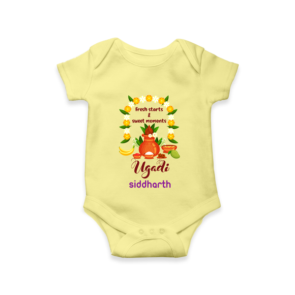 Fresh Starts & Sweet Moments Ugadi Baby Romper - PASTEL YELLOW - New Born (Chest 14")
