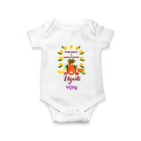  Fresh Starts & Sweet Moments - Ugadi Themed Customized Romper For Babies With Name - WHITE - 0 - 3 Months Old (Chest 16")