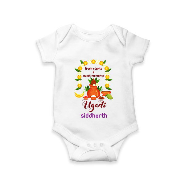 Fresh Starts & Sweet Moments Ugadi Baby Romper - WHITE - New Born (Chest 14")