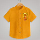  Fresh Starts & Sweet Moments - Ugadi Themed Customized Shirt For Kids With Name - CHROME YELLOW - 0 - 6 Months Old (Chest 23")