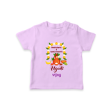  Fresh Starts & Sweet Moments - Ugadi Themed Customized T-Shirt For Kids With Name - LILAC - 0-5 Months Old (Chest 17")