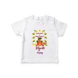  Fresh Starts & Sweet Moments - Ugadi Themed Customized T-Shirt For Kids With Name - WHITE - 0-5 Months Old (Chest 17")