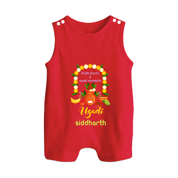Fresh Starts & Sweet Moments Ugadi Baby Romper Suit - RED - 0 - 5 Months Old (Chest 18")