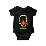  Fresh Starts & Sweet Moments - Ugadi Themed Customized Romper For Babies With Name - BLACK - 0 - 3 Months Old (Chest 16")