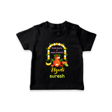  Fresh Starts & Sweet Moments - Ugadi Themed Customized T-Shirt For Kids With Name - BLACK - 0-5 Months Old (Chest 17")