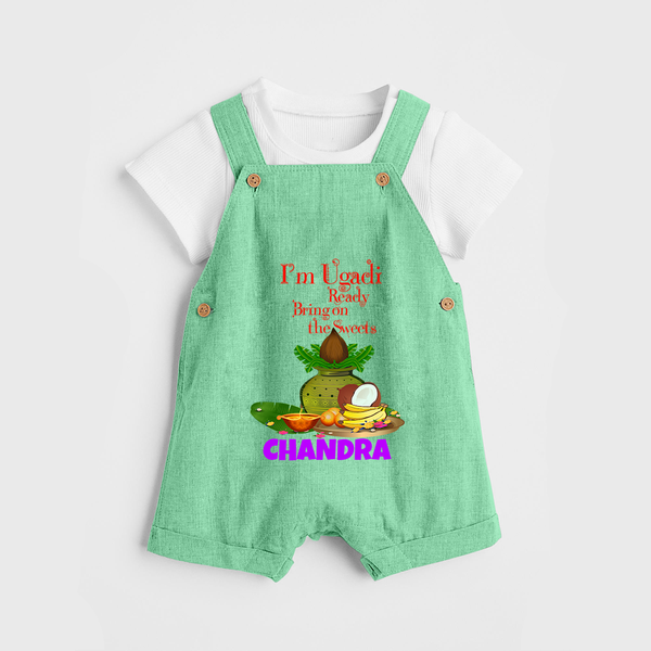 I’m Ugadi Ready – Bring on the Sweets   Dungaree - GREEN - 0 - 5 Months Old (Chest 18")
