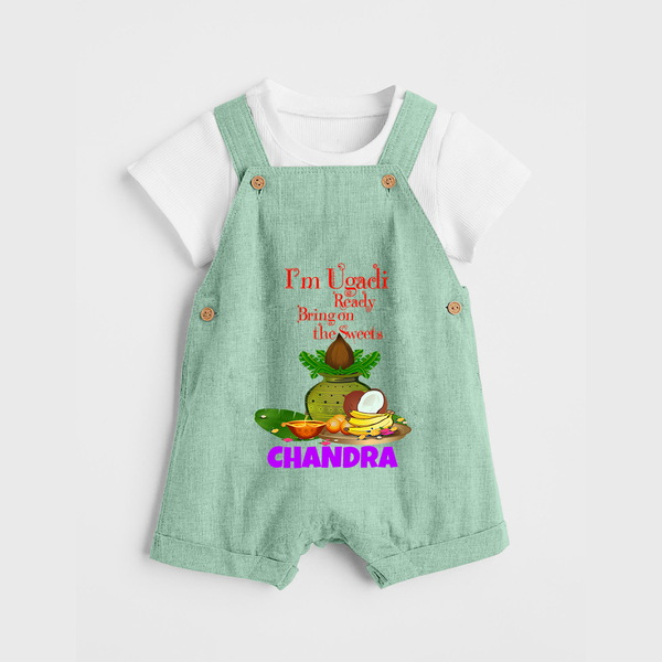 I’m Ugadi Ready – Bring on the Sweets   Dungaree - MINT GREEN - 0 - 5 Months Old (Chest 18")