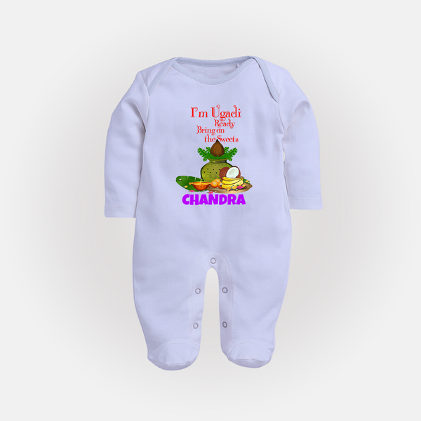 I’m Ugadi Ready – Bring on the Sweets Baby Fullbody Suit - BABY BLUE - New Born (Chest 7.5")