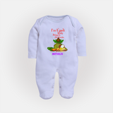  I'm Ugadi, Ready Bring On The Sweets  - Happy Ugadi Themed Customized Sleep Suit For Babies With Name - BABY BLUE - New Born (Chest 7.5")